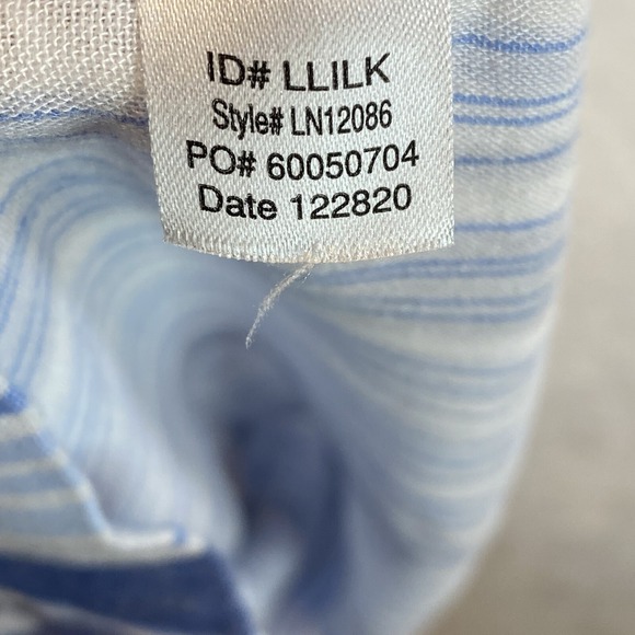 Lauren Ralph‎ Lauren Black Label Shirt Womens M Blue Striped Gauzy Boxy Logo - Picture 9 of 11